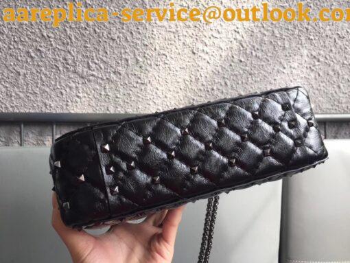 Replica Valentino Rockstud Spike Medium Bag In Crinkled Nappa Lambskin 4