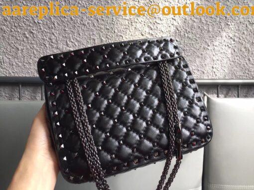 Replica Valentino Rockstud Spike Medium Bag In Crinkled Nappa Lambskin 7