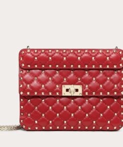 Replica Valentino Rockstud Spike Medium Bag In Red Nappa Lambskin