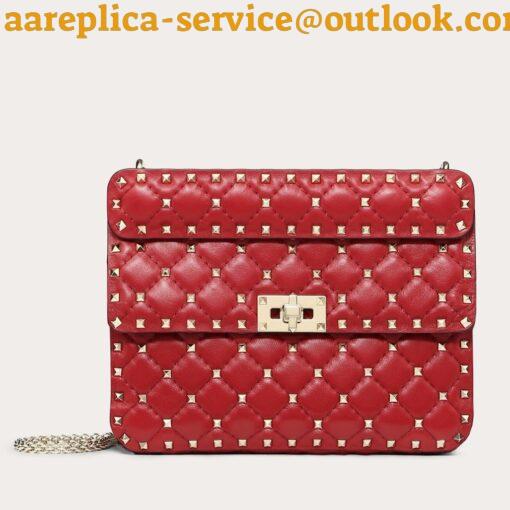 Replica Valentino Rockstud Spike Medium Bag In Red Nappa Lambskin