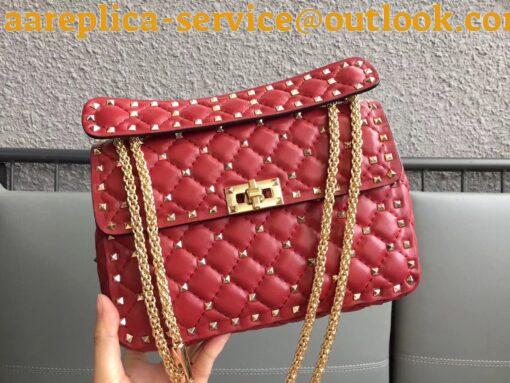 Replica Valentino Rockstud Spike Medium Bag In Red Nappa Lambskin 7