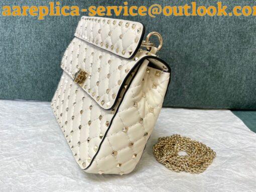 Replica Valentino Rockstud Spike Medium Bag In White Nappa Lambskin 7