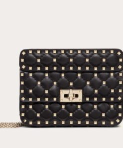 Replica Valentino Rockstud Spike Small Bag In Black Nappa Lambskin