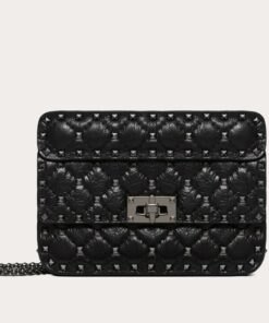 Replica Valentino Rockstud Spike Small Bag In Crinkled Nappa Lambskin