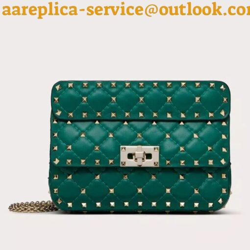 Replica Valentino Rockstud Spike Small Bag In Green Nappa Lambskin 2