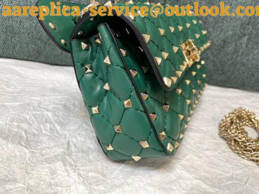 Replica Valentino Rockstud Spike Small Bag In Green Nappa Lambskin 4