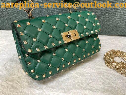 Replica Valentino Rockstud Spike Small Bag In Green Nappa Lambskin 10