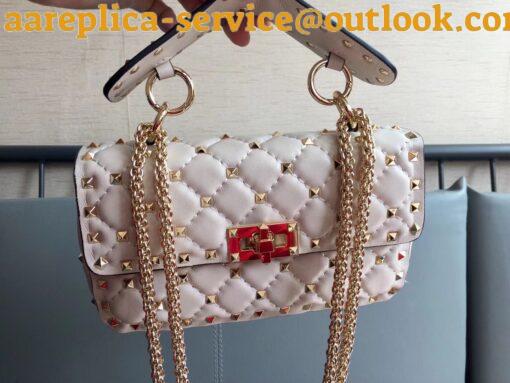 Replica Valentino Rockstud Spike Small Bag In White Nappa Lambskin 12