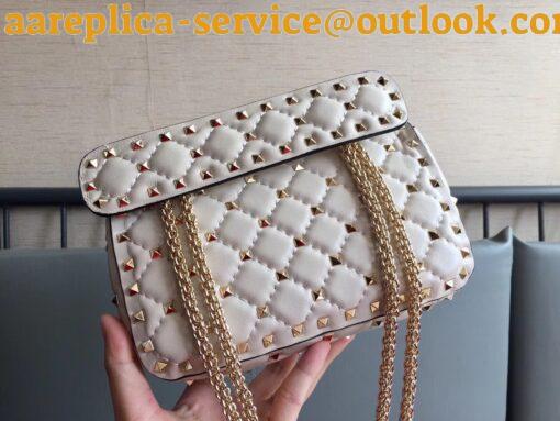 Replica Valentino Rockstud Spike Small Bag In White Nappa Lambskin 13