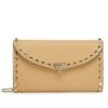 Replica Valentino Rockstud Medium Tote In Brown Grained Leather