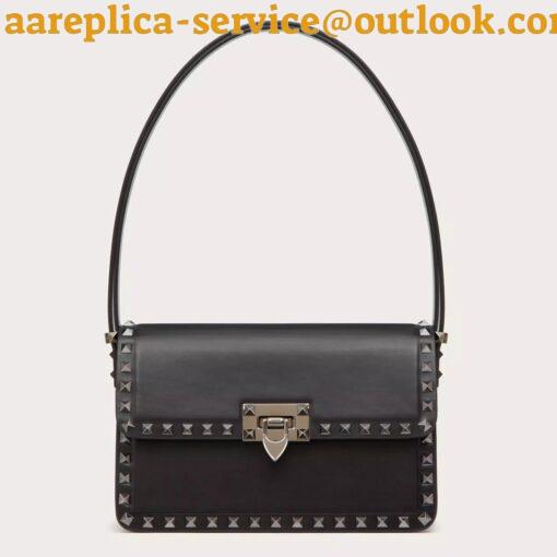 Replica Valentino Rockstud23 Shoulder Bag in Black Calfskin