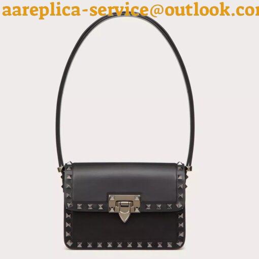 Replica Valentino Rockstud23 Small Shoulder Bag in Black Calfskin