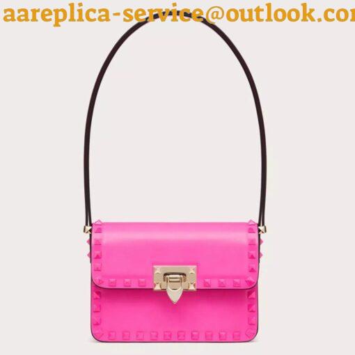 Replica Valentino Rockstud23 Small Shoulder Bag in Pink Calfskin