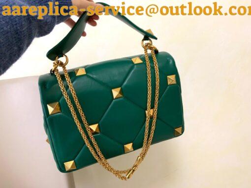 Replica Valentino Roman Stud Large Chain Bag In Green Nappa Leather 4