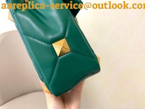 Replica Valentino Roman Stud Large Chain Bag In Green Nappa Leather 7