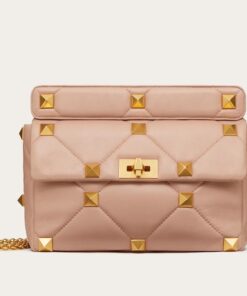 Replica Valentino Roman Stud Large Chain Bag In Rose Cannelle Nappa Leather