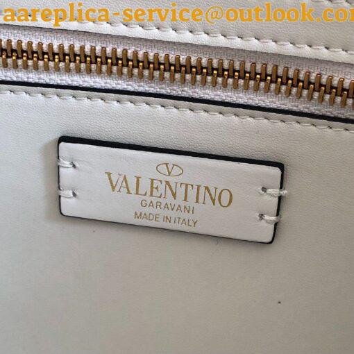 Replica Valentino Roman Stud Large Chain Bag In White Nappa Leather 8