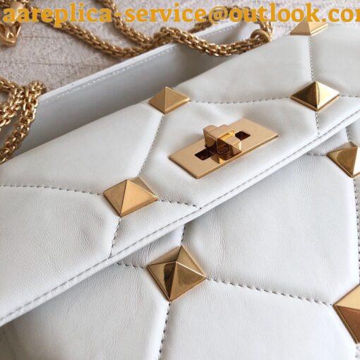 Replica Valentino Roman Stud Large Chain Bag In White Nappa Leather 9