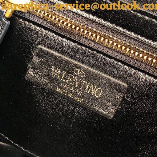 Replica Valentino Roman Stud Medium Chain Bag In Black Nappa Leather 10