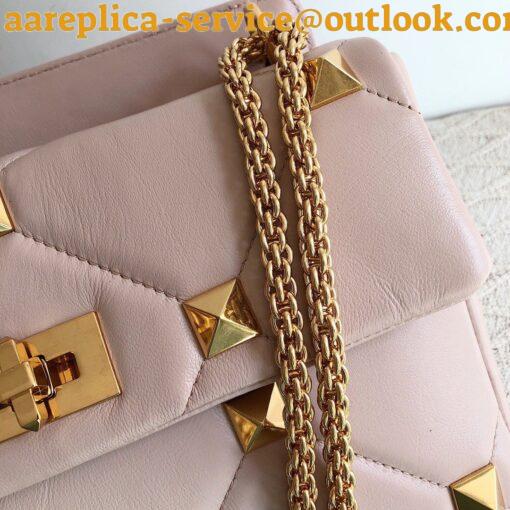 Replica Valentino Roman Stud Medium Chain Bag In Pink Nappa Leather 4