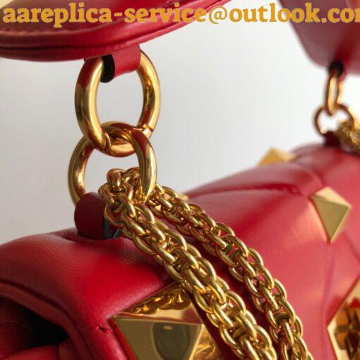 Replica Valentino Roman Stud Medium Chain Bag In Red Nappa Leather 4