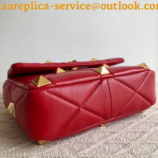 Replica Valentino Roman Stud Medium Chain Bag In Red Nappa Leather 5