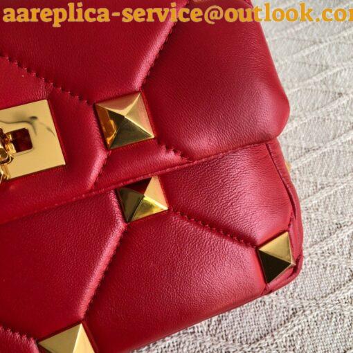 Replica Valentino Roman Stud Medium Chain Bag In Red Nappa Leather 6