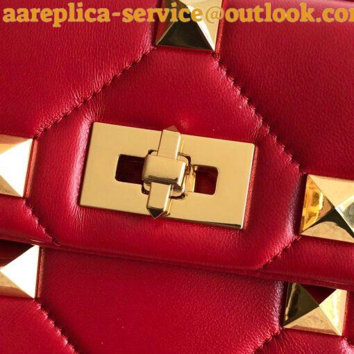 Replica Valentino Roman Stud Medium Chain Bag In Red Nappa Leather 10