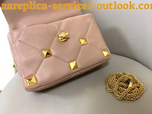 Replica Valentino Roman Stud Medium Chain Bag In Rose Cannelle Nappa Leather 8