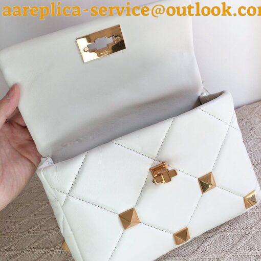 Replica Valentino Roman Stud Medium Chain Bag In White Nappa Leather 8