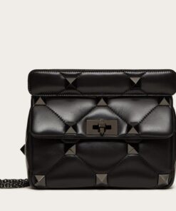 Replica Valentino Roman Stud Medium Chain Bag with Black Hardware