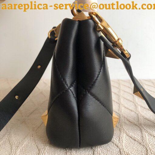 Replica Valentino Roman Stud Mini Handle Bag In Black Nappa Leather 7