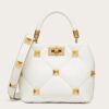 Replica Valentino Roman Stud Mini Handle Bag In Pink Nappa Leather 12