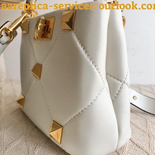 Replica Valentino Roman Stud Mini Handle Bag In White Nappa Leather 6