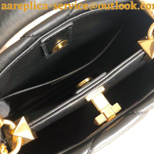 Replica Valentino Roman Stud Small Handle Bag In Black Nappa Leather 9