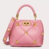 Replica Valentino Roman Stud Small Handle Bag In Rose Cannelle Nappa Leather 10