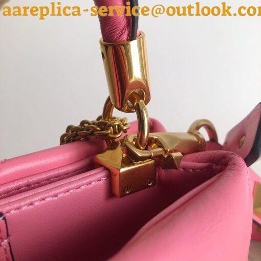 Replica Valentino Roman Stud Small Handle Bag In Pink Nappa Leather 8