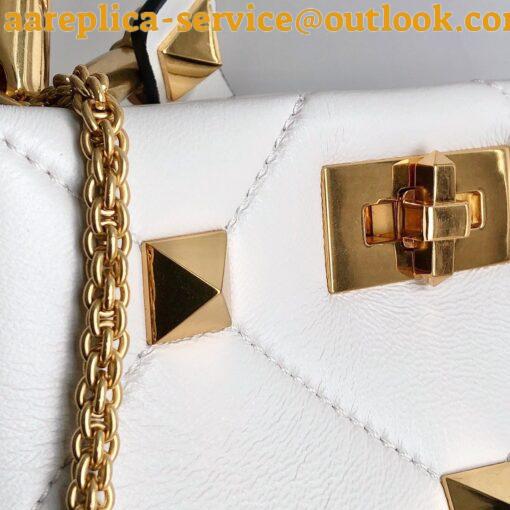 Replica Valentino Roman Stud Small Handle Bag In White Nappa Leather 4