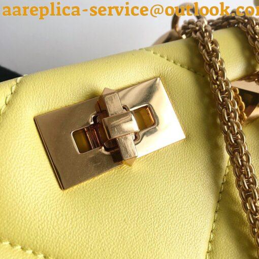 Replica Valentino Roman Stud Small Handle Bag In Yellow Nappa Leather 6