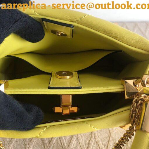 Replica Valentino Roman Stud Small Handle Bag In Yellow Nappa Leather 7