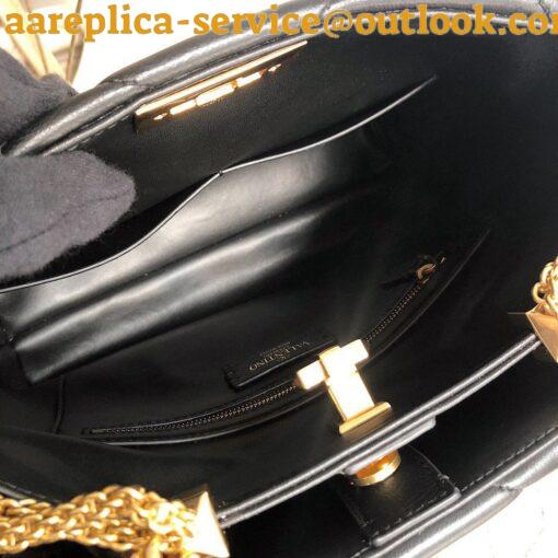 Replica Valentino Roman Stud Top Handle Bag In Black Nappa Leather 5