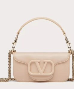 Replica Valentino Small Loco Shoulder Bag in Powder Beige Leather