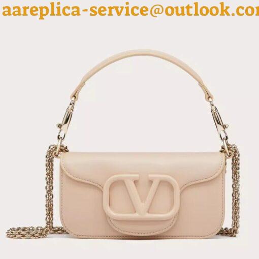 Replica Valentino Small Loco Shoulder Bag in Powder Beige Leather