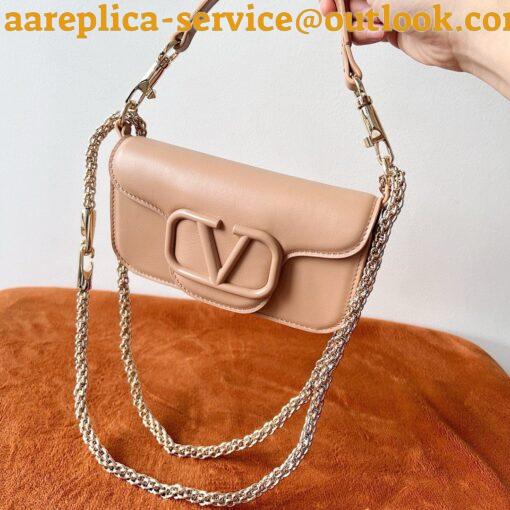 Replica Valentino Small Loco Shoulder Bag in Powder Beige Leather 4