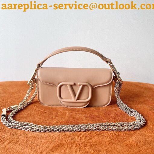 Replica Valentino Small Loco Shoulder Bag in Powder Beige Leather 9