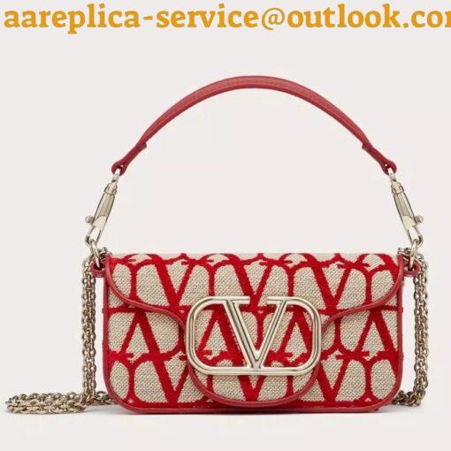 Replica Valentino Small Loco Shoulder Bag in Red Toile Iconographe