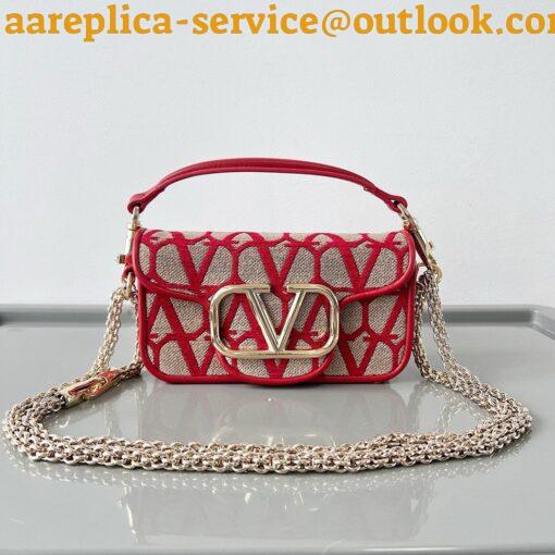 Replica Valentino Small Loco Shoulder Bag in Red Toile Iconographe 3