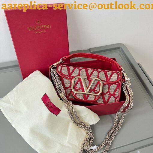 Replica Valentino Small Loco Shoulder Bag in Red Toile Iconographe 6