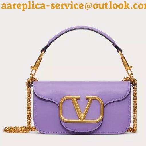 Replica Valentino Small Loco Shoulder Bag in Wisteria Calfskin