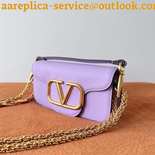 Replica Valentino Small Loco Shoulder Bag in Wisteria Calfskin 8